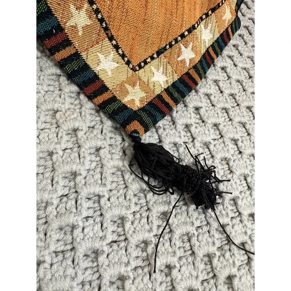 Warren Kimble Rooster Tapestry Table Runner Folk Art Farmhouse Star and Tassel